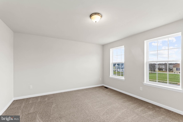 spare room featuring baseboards and carpet