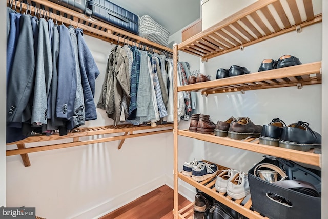 spacious closet featuring wood finished floors