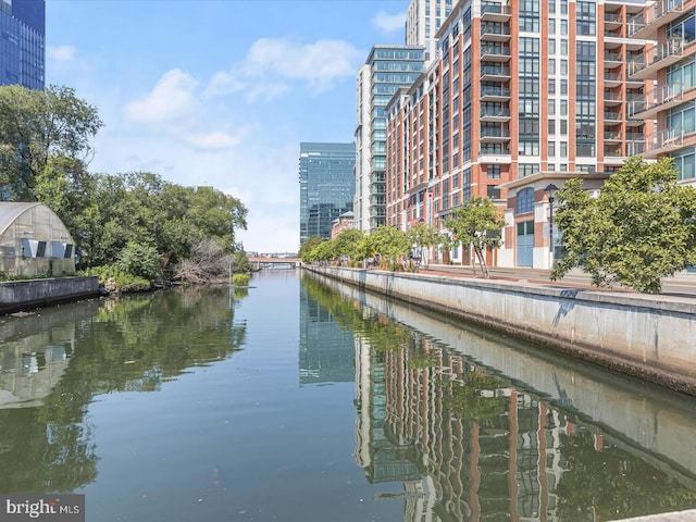 property view of water with a view of city