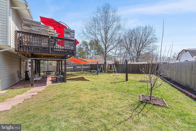 view of yard with a patio and a fenced backyard