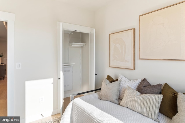 bedroom with a spacious closet and a closet