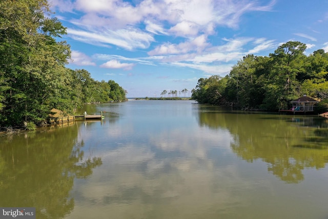 water view with a boat dock