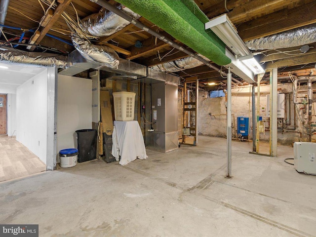 view of unfinished basement