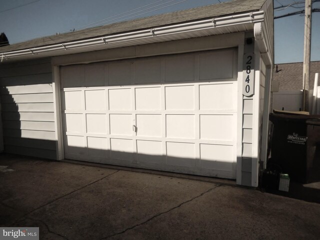 view of garage