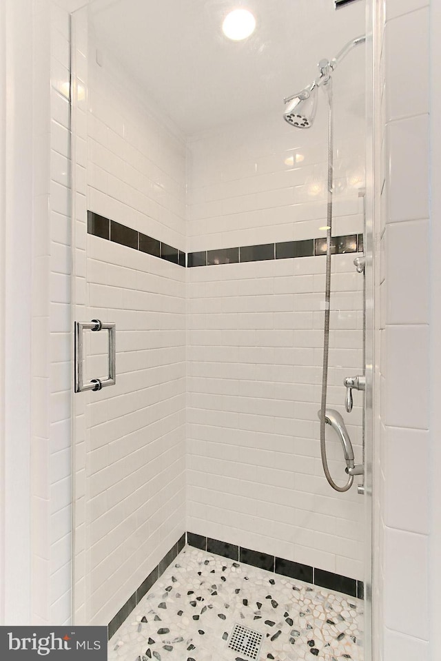 bathroom featuring a shower stall