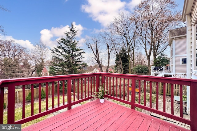 deck featuring fence