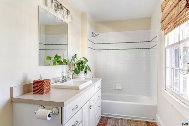 full bathroom featuring vanity and tub / shower combination