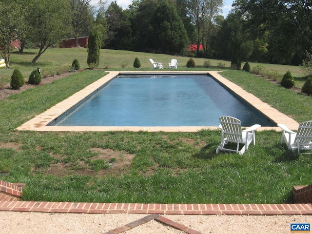 outdoor pool with a lawn