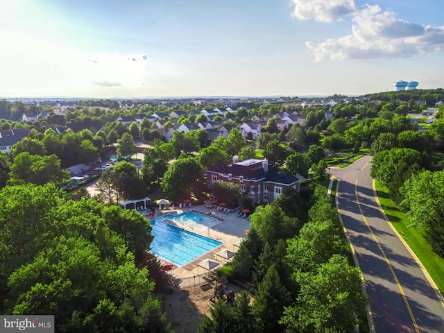 aerial view with a residential view