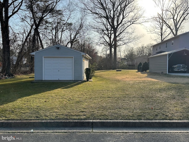 view of detached garage