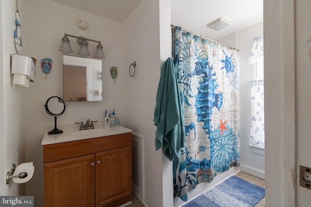 bathroom featuring vanity and tile patterned floors