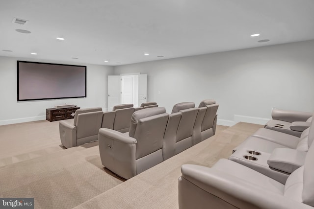 cinema featuring recessed lighting, visible vents, and baseboards