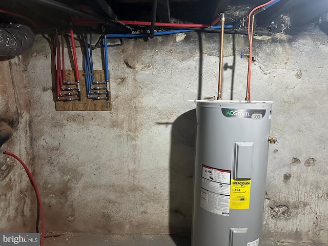 utility room featuring electric water heater