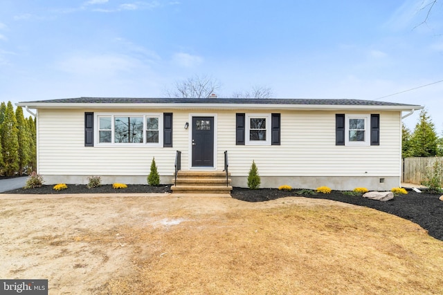 single story home featuring entry steps