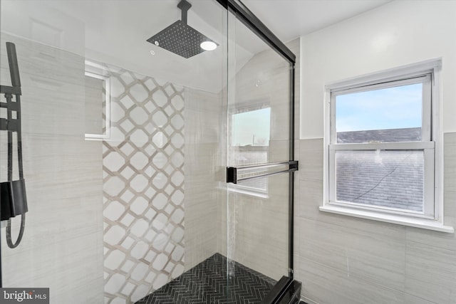 full bathroom featuring a shower stall