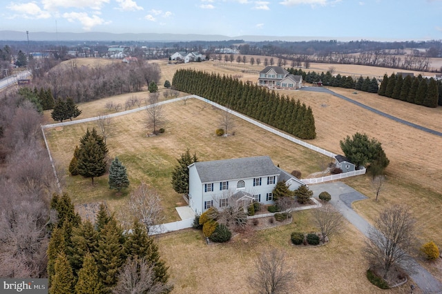 bird's eye view featuring a rural view