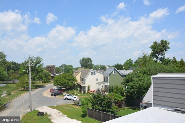 exterior space with street lights and a residential view