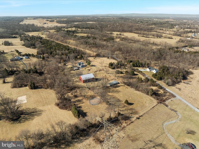 aerial view with a rural view