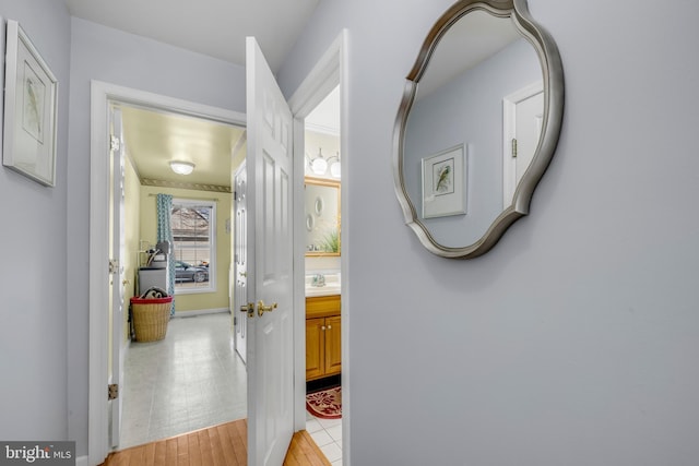 hall featuring light wood-style flooring