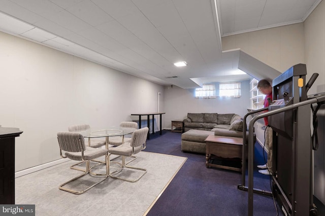 interior space with crown molding