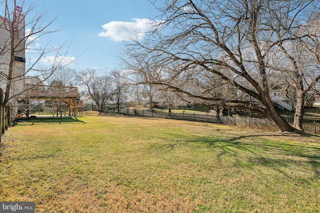 view of yard with a fenced backyard