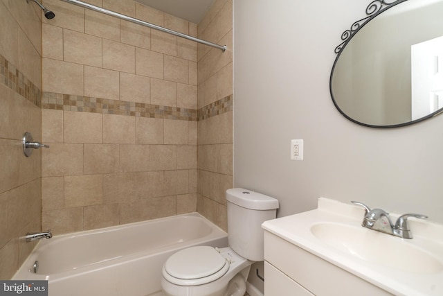 full bath featuring vanity, toilet, and shower / bath combination