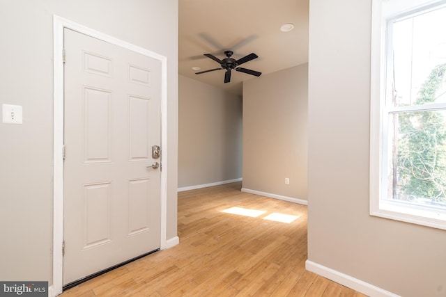 interior space with a healthy amount of sunlight, light wood-type flooring, and baseboards