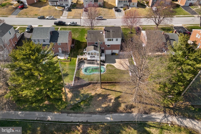 birds eye view of property featuring a residential view