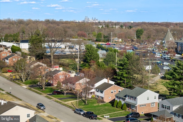 aerial view with a residential view