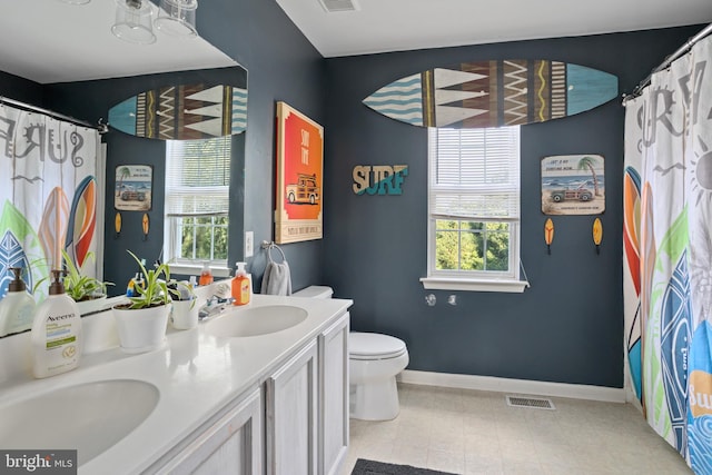 full bathroom featuring a sink, visible vents, and a healthy amount of sunlight