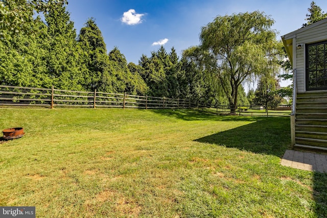 view of yard featuring a fenced backyard