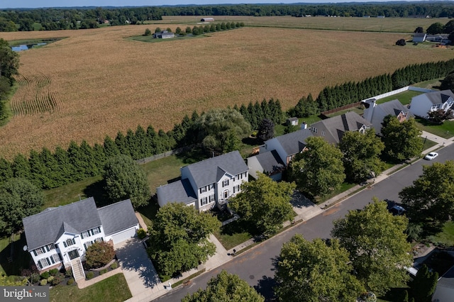 bird's eye view with a rural view
