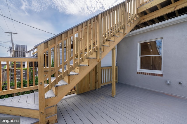 wooden terrace with stairway