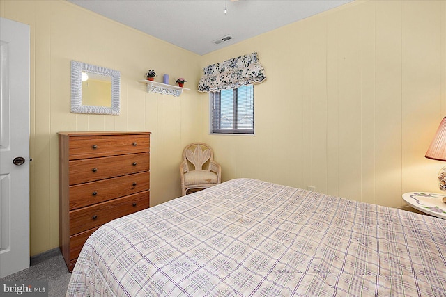 bedroom featuring visible vents and carpet floors