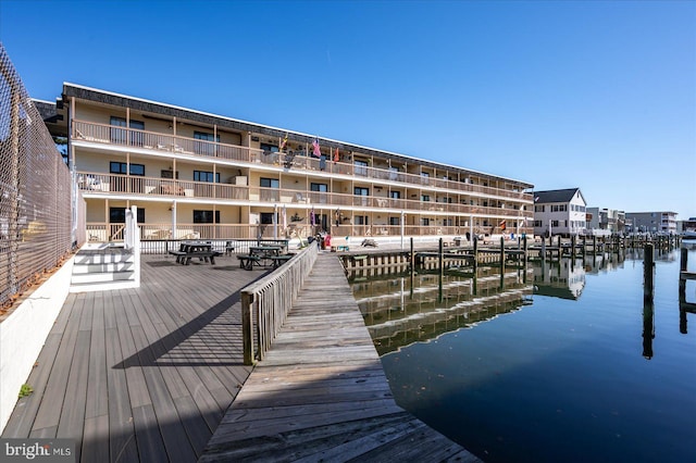 view of dock featuring a water view