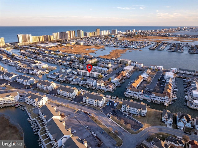 bird's eye view featuring a water view