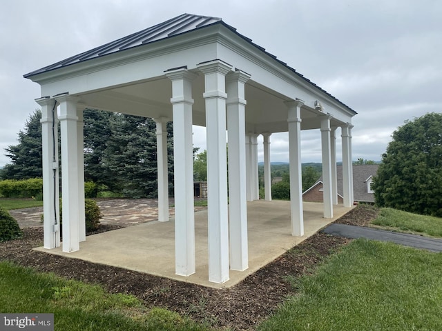 view of patio featuring a gazebo