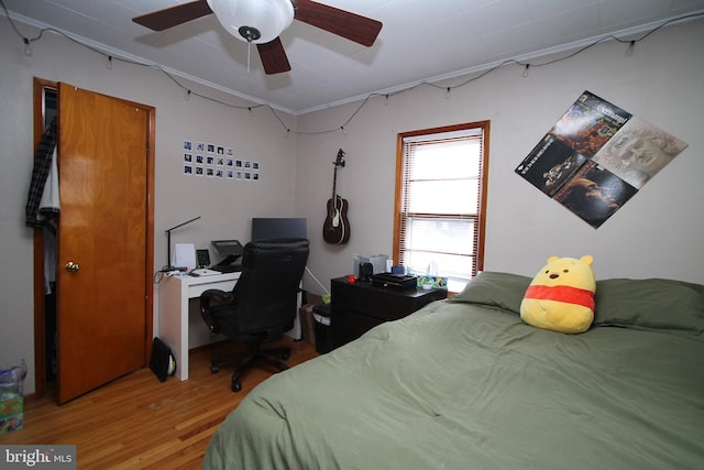 115 Crestmont Ave, State College, PA 16801 - bedroom with a ceiling fan and wood finished floors