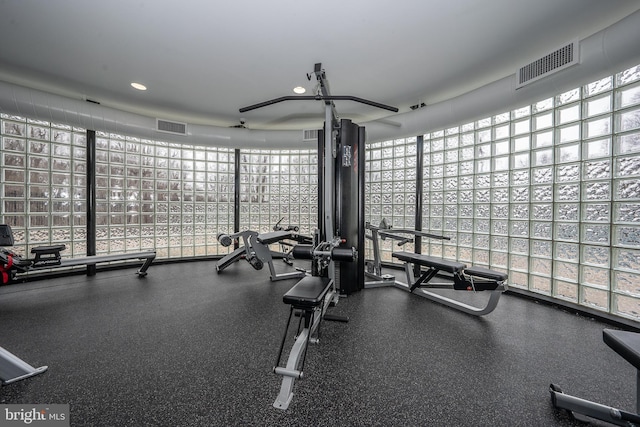 exercise room with visible vents