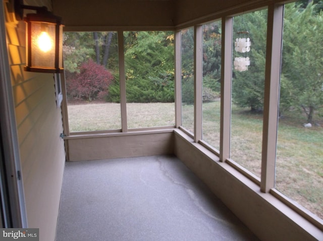 view of unfurnished sunroom