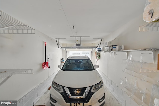 garage with a garage door opener