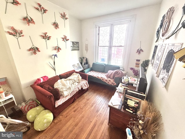 living area featuring hardwood / wood-style floors