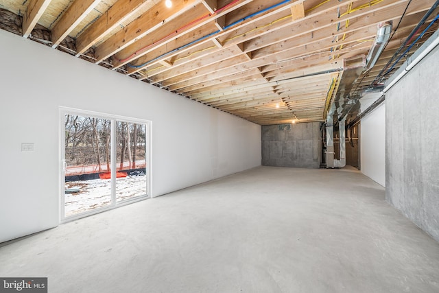 basement with heating unit