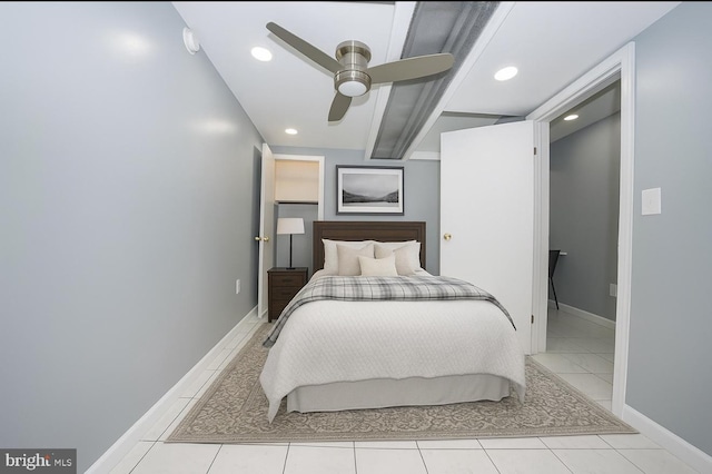 510 Woodcliffe Rd, Upper Darby, PA 19082 - bedroom featuring tile patterned flooring, recessed lighting, and ceiling fan