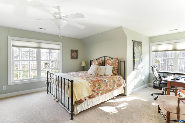3535 Foxwood Dr, Barboursville, VA 22923 - bedroom with visible vents, carpet floors, baseboards, and a ceiling fan