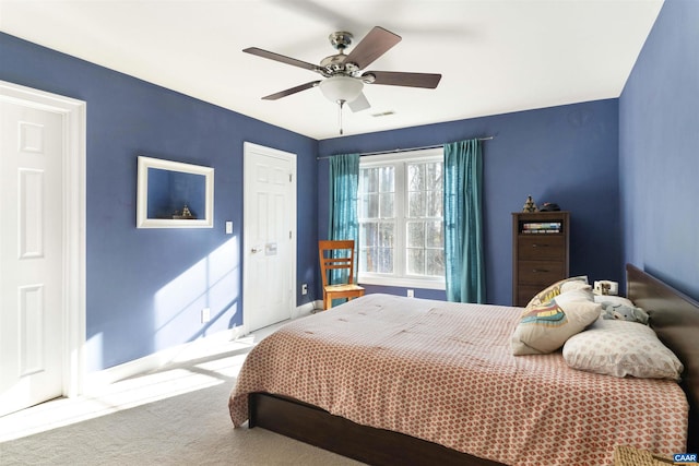 3535 Foxwood Dr, Barboursville, VA 22923 - bedroom with visible vents, baseboards, ceiling fan, carpet floors, and a closet