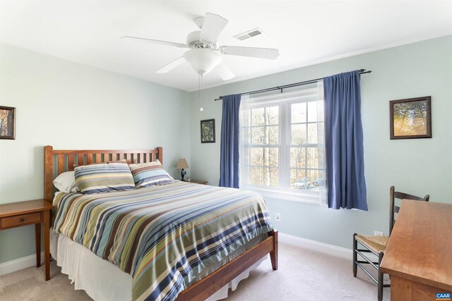 3535 Foxwood Dr, Barboursville, VA 22923 - carpeted bedroom with visible vents, baseboards, and ceiling fan