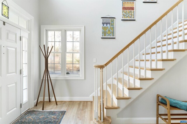 3535 Foxwood Dr, Barboursville, VA 22923 - foyer entrance featuring baseboards, wood finished floors, and stairs