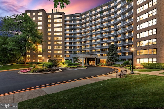 view of property at dusk