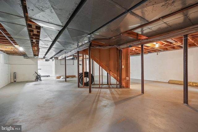 view of unfinished basement